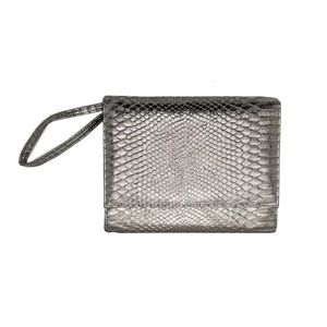 Neiman Marcus Silver Snakeskin Clutch/Wristlet